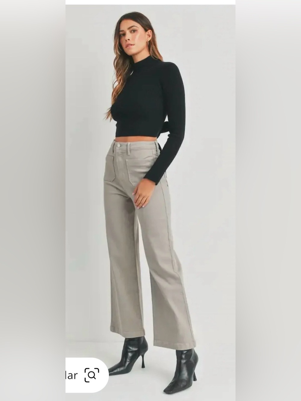 Just Black Denim Patch Pocket Wide Leg Jean in Moonstone - Size 26 - Inseam 28"
